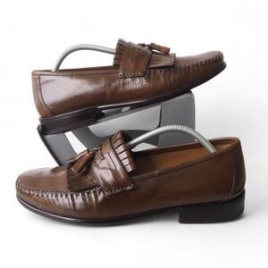Brass‎ Boots Tassel Kiltie Slip-on Moc Toe Leather Loafers 93438 Brown Men's 11M